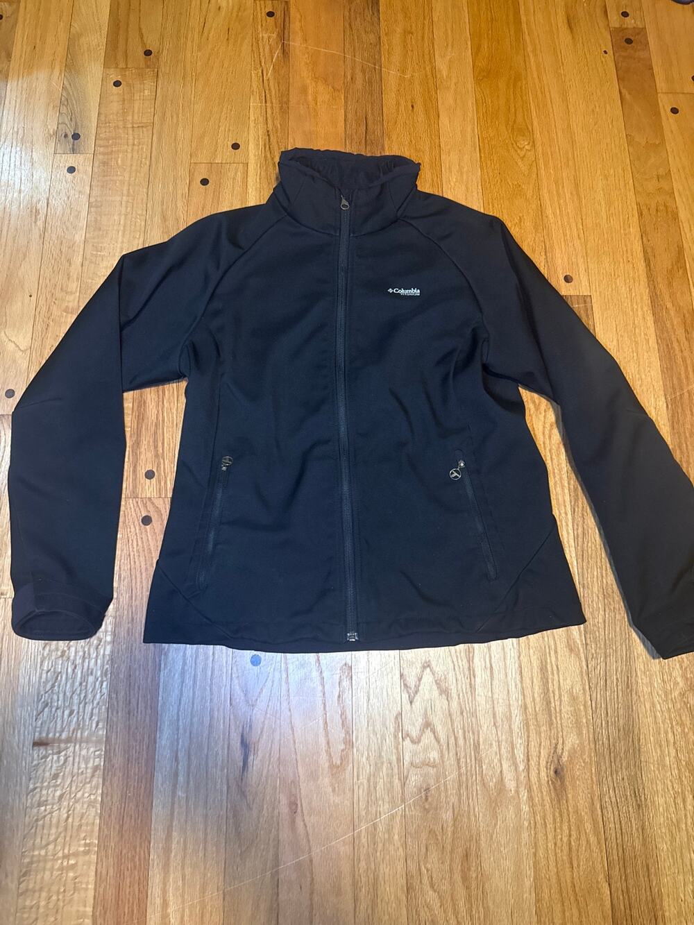 Columbia Titanium Jacket Women L Black Softshell Fleece Lined Y2K 2005